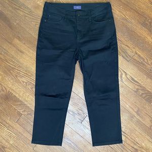 NYDJ Jeans Womens 6 Crop Lift Tuck Black Denim Pants Not Your Daughters Jeans